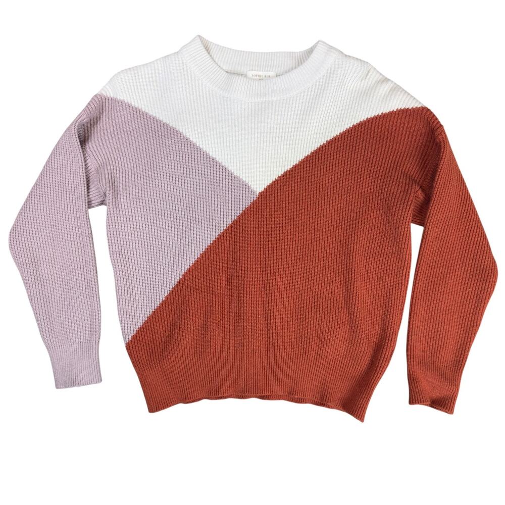 Sophie Rue Color Block Cable Knit Ribbed Sweater Small - Picture 2 of 5